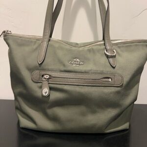 Coach Sage Green Tote with Silver Accents